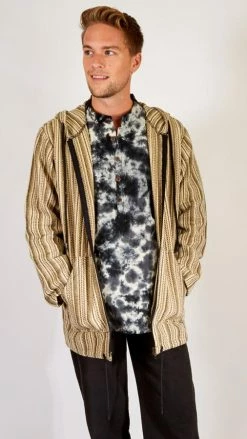 Lakhays Hoodies Soft-washed Striped Cotton Zip Hoodie