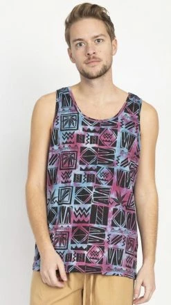 Lakhays 90's Print Tie-dye Mens' Tank Top