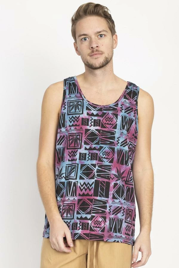 Lakhays 90's Print Tie-dye Mens' Tank Top 1 Lakhays 90's Print Tie-dye Mens' Tank Top
