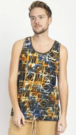 Lakhays 90's Print Tie-dye Mens' Tank Top