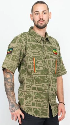 Lakhays 90's Print Rasta Short Sleeve Shirt