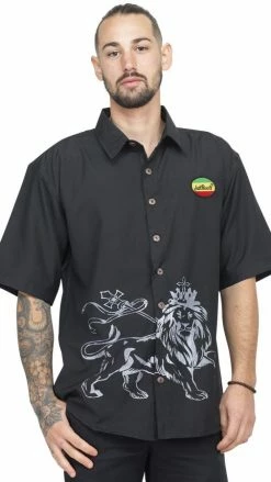 Lakhays New Arrivals Lion Of Judah Men's Rasta Shirt