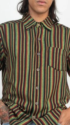 Lakhays Rasta Striped Btn Down Shirt Shirts
