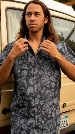 Lakhays Shirts Paisley Elephant Button Down Shirt