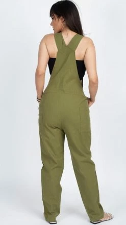 Lakhays Unisex Mother Flower Hemp Cotton Overalls Pants