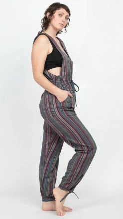 Lakhays New Arrivals Women's Zenventurous Stripey Boho Cotton Overalls Jumpsuit