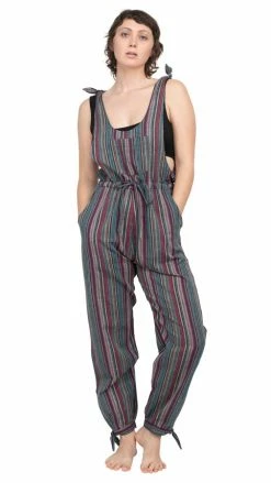 Lakhays New Arrivals Women's Zenventurous Stripey Boho Cotton Overalls Jumpsuit