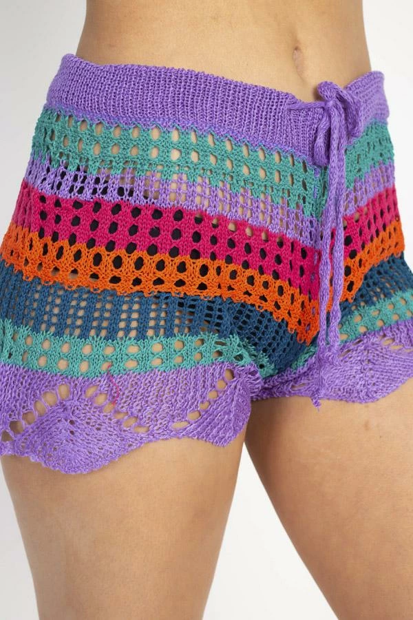 Lakhays Crocheted Stripe Beach Shorts 3 Lakhays Crocheted Stripe Beach Shorts