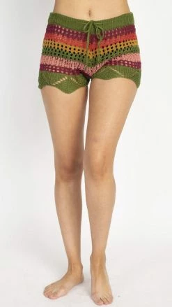 Lakhays Crocheted Stripe Beach Shorts