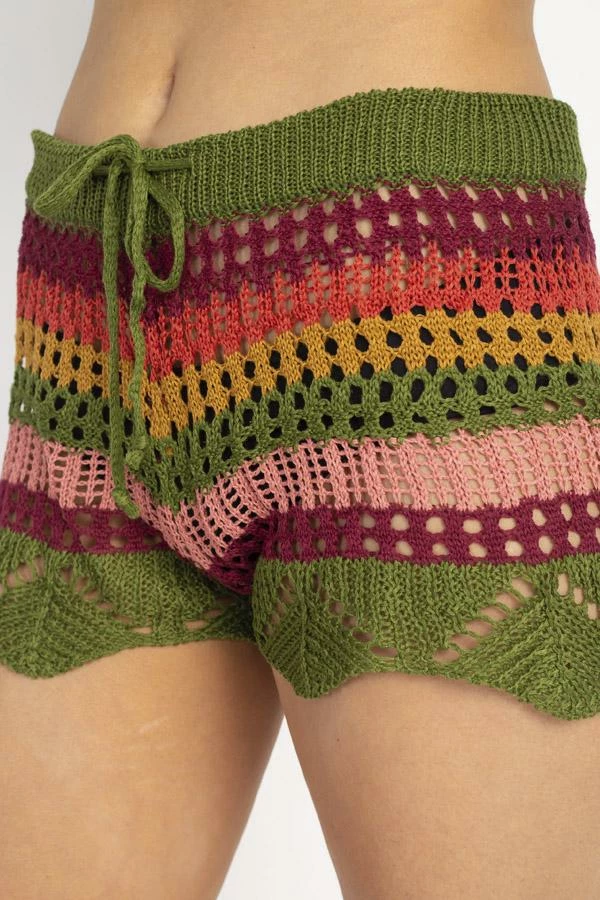 Lakhays Crocheted Stripe Beach Shorts 4 Lakhays Crocheted Stripe Beach Shorts
