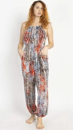 Lakhays Forest Batik Halter Jumpsuit