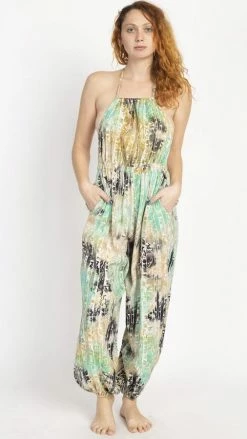 Lakhays Forest Batik Halter Jumpsuit