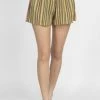Vendor-unknown High Rise Ruffled Waist Light Rasta Reggae Stripe Shorts