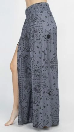 Lakhays New Arrivals Bandana Print Faux Warp Pants