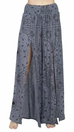 Lakhays New Arrivals Bandana Print Faux Warp Pants