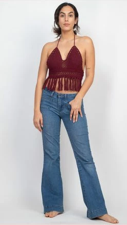 Lakhays Funky Fringe Crochet Beach Bralette Crochet Tops