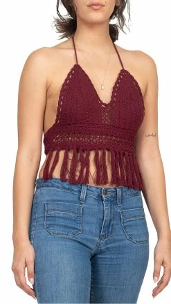 Lakhays Funky Fringe Crochet Beach Bralette Crochet Tops