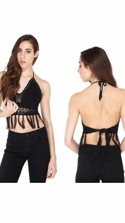 Lakhays Funky Fringe Crochet Beach Bralette Crochet Tops
