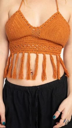 Lakhays Funky Fringe Crochet Beach Bralette Crochet Tops