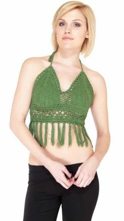 Lakhays Funky Fringe Crochet Beach Bralette Crochet Tops