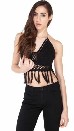Lakhays Funky Fringe Crochet Beach Bralette Crochet Tops
