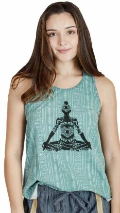 Lakhays Balance Your Chakras Meditating Buddha Boho Tank Top Tops & Tees