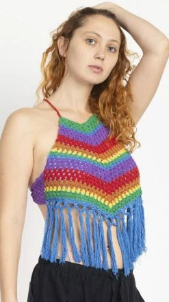 Lakhays Vintage Rainbow Halter Top