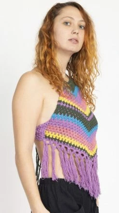 Lakhays Vintage Rainbow Halter Top
