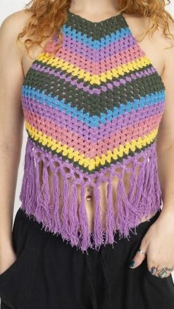 Lakhays Vintage Rainbow Halter Top