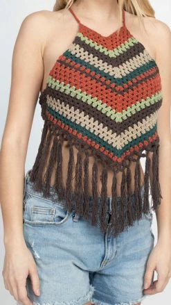 Lakhays Vintage Rainbow Halter Top
