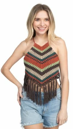 Lakhays Vintage Rainbow Halter Top