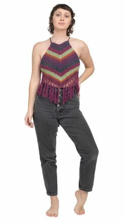 Lakhays Vintage Rainbow Halter Top