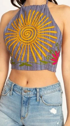 Lakhays Sunrise Embroidered Halter Top New Arrivals