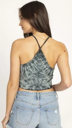 Lakhays New Arrivals Tie-dyed Organic High Neck Crop Cami