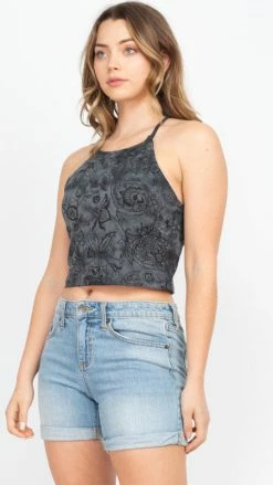 Lakhays Organic Cotton Tie-Dye Flower Print Crop TankTop