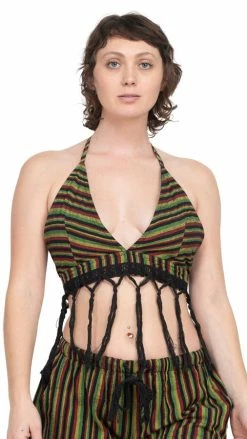 Lakhays Rasta Halter Top With Fringe New Arrivals