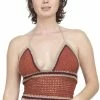Lakhays Tri Color Crochet Halter Top