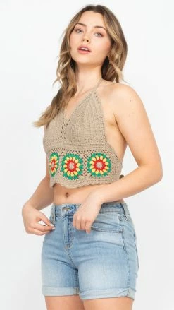 Lakhays Rasta Flower Crochet Top