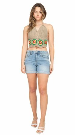 Lakhays Rasta Flower Crochet Top