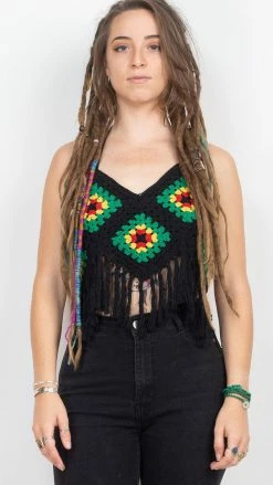 Lakhays New Arrivals Rasta Fringe Crochet Top