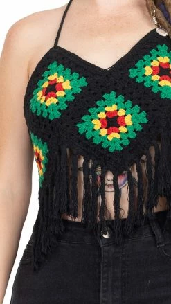 Lakhays New Arrivals Rasta Fringe Crochet Top