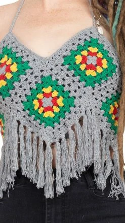 Lakhays New Arrivals Rasta Fringe Crochet Top