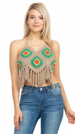 Lakhays New Arrivals Rasta Fringe Crochet Top
