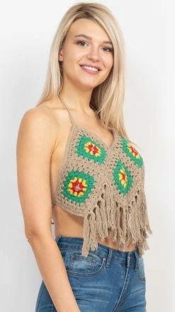 Lakhays New Arrivals Rasta Fringe Crochet Top