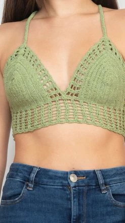 Lakhays Laced Back Crochet Bikini Top