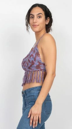 Lakhays Cotton Crochet Tie-dye Top