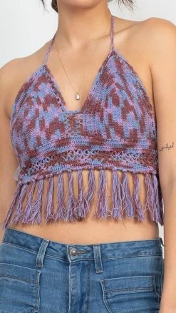 Lakhays Cotton Crochet Tie-dye Top