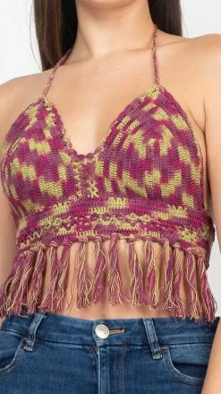 Lakhays Cotton Crochet Tie-dye Top