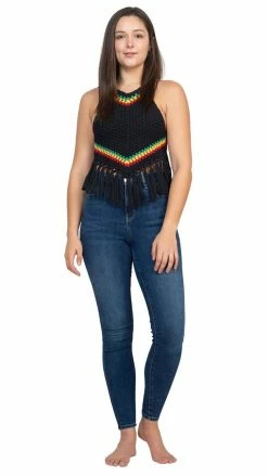 Lakhays Rasta Triangle Crochet Top