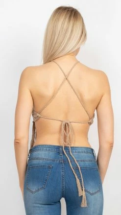 Lakhays Rasta Triangle Crochet Top